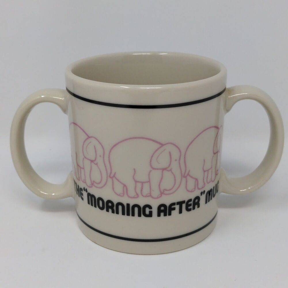 The Morning After, Double Handle Mug, 1982 D.M.A. Designs Inc, Japan Vintage